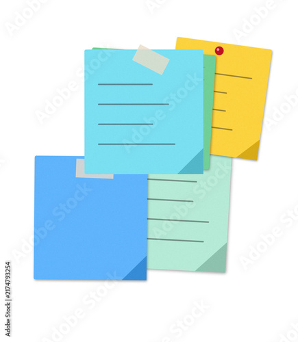 Flat filled sticky notes illustration for planning and organization