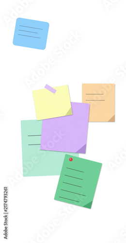 Flat filled sticky notes illustration for planning and organization