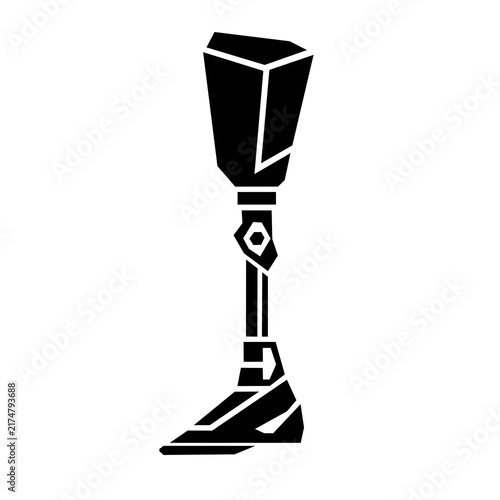 Obraz na plátně Prosthetic Leg Black and White Geometric Icon