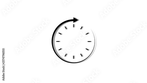 Clock 4 hour's icon black color 4k illustration. 4 hour countdown timer white background 4k illustration.