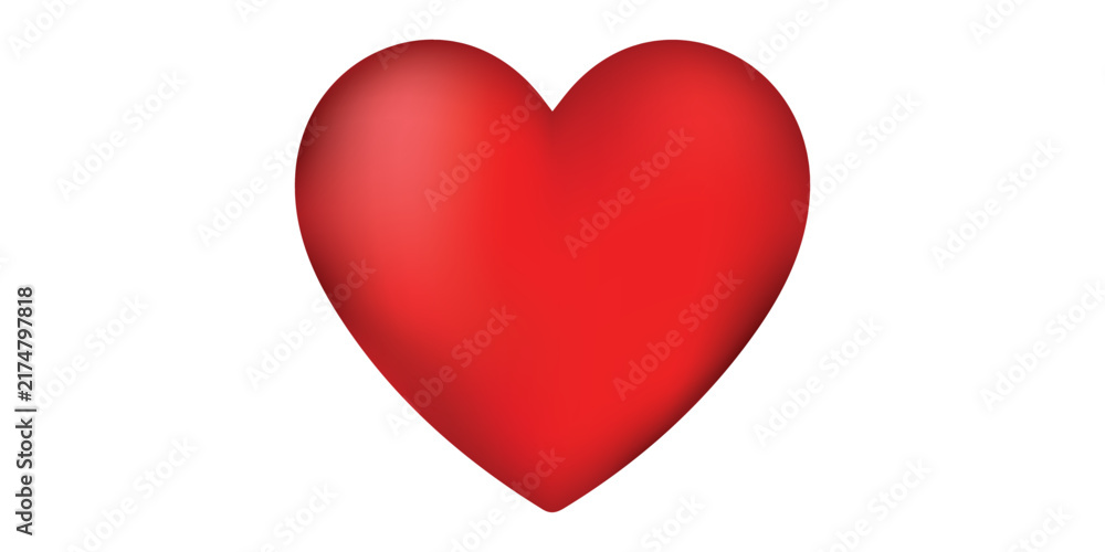 Obraz premium Red Heart Icon Symbolizing Love, Romance, Valentine and Affection on White Background