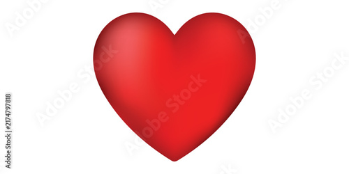 Red Heart Icon Symbolizing Love, Romance, Valentine and Affection on White Background