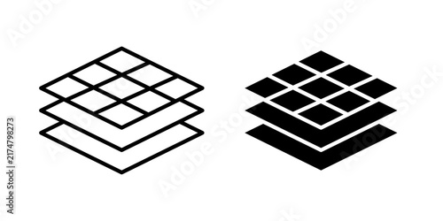 Land layers icon in outline and solid style, isolated on white background. Perfect for geology, terrain, and earth science features in mobile and web design.