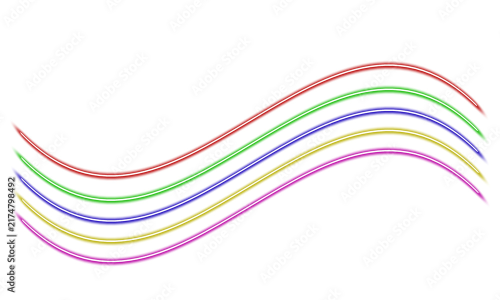 Fototapeta premium Rainbow Neon Light Border Collection with Glowing Streaks and Sparkling Ray Effects