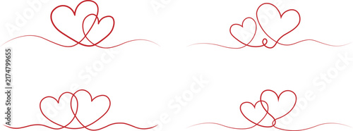 One line heart art with intertwined romantic shapes and a continuous flowing stroke. Minimal love design suits wedding invitations, Valentine cards, logos, tattoos, branding, and stationery. Vector.