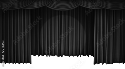The black theater curtains were illuminated by spotlights PNG transparent.