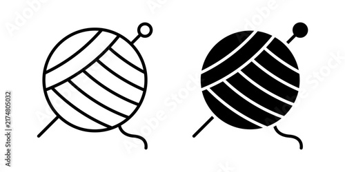 Wool Ball Icon represents yarn, knitting, textile crafts, handmade materials, sewing, crochet, and creative fiber-based activities.