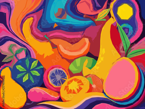 abstract background with colorful fruits