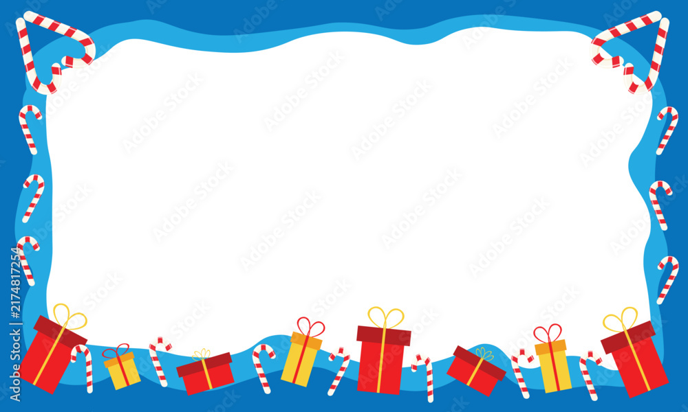 Obraz premium Christmas blue frame background template