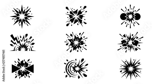 Black Ink Splatters on White Background.