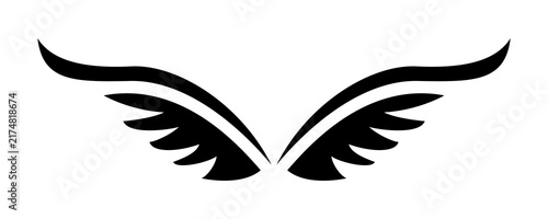 Wavy eagle wings black silhouette vector illustration for classic car decal.
