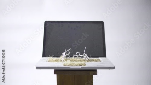 Post Apocalyptic Laptop Reclaimed by Nature with No War Message