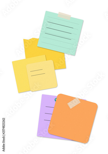 Flat filled sticky notes with clip labels for planning and organization