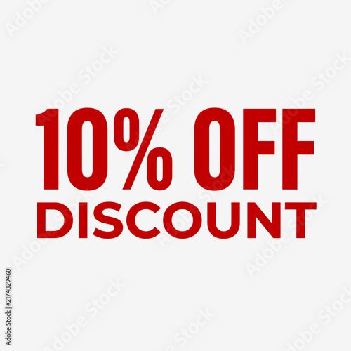 10 Off Discount Sale Red Text on Grey Background