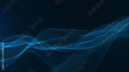 Cyan dotted particle wave flows across a dark digital surface, forming a clean futuristic background for AI, data, network and technology projects.