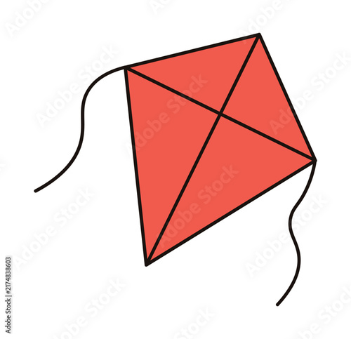 Foto A simple red kite illustration with black outlines on a white background