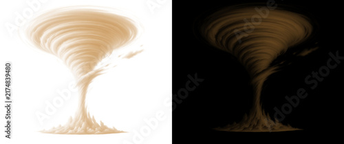 Canvastavla Sand tornado funnel isolated on white and black backgrounds