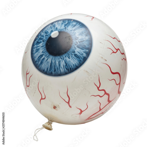 Inflatable eyeball balloon with blue iris and red veins