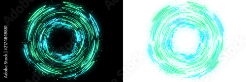 Konstfotografi Abstract magical glowing vortex and teal aura spell circle overlay element