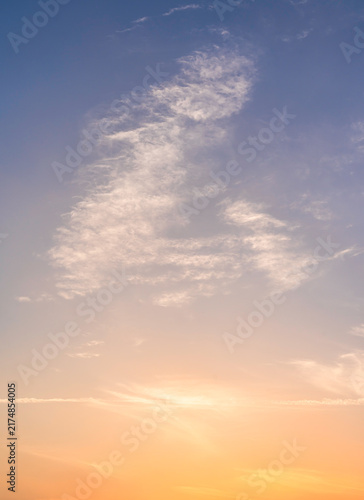 Sky Sunset cloud vertical, Colorful sunrise sky with Orange, Pink, Yellow in the evening on Golden Hour Romantic sky background