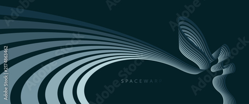 Bild auf Leinwand Abstract background with curve lines in perspective, vector wallpaper with stripes dreamy vanishing night emotion, dark smooth and flexible lines design