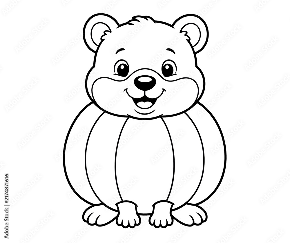Fototapeta premium Cute Bear Pumpkin Shaped Halloween Coloring Page for Kids