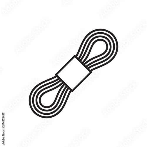Minimalist line art icon of a bundled skein of waxed thread cord for hand sewing leather items.