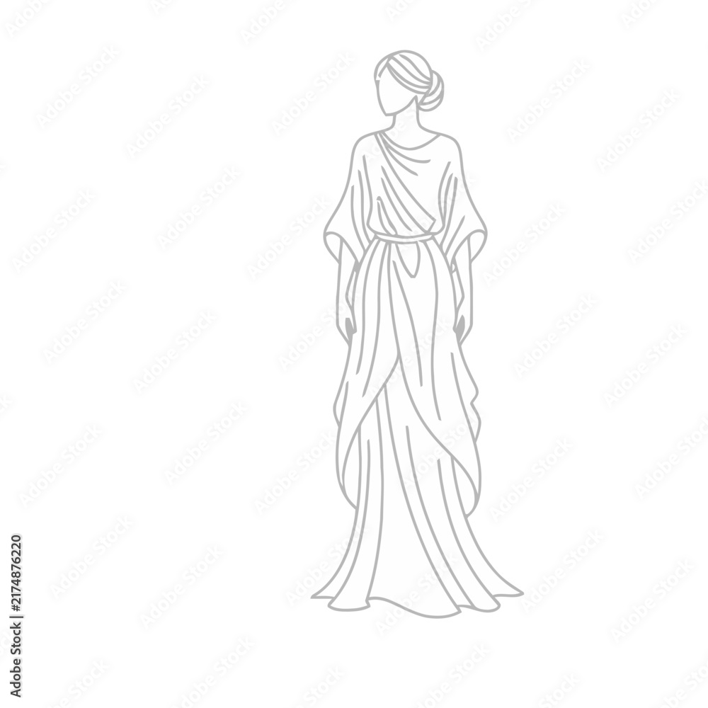 Fototapeta premium Line art of a woman in a toga
