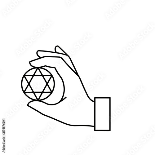 Hand holding Star of David symbol