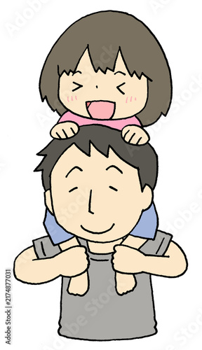 女の子を肩車するお父さん