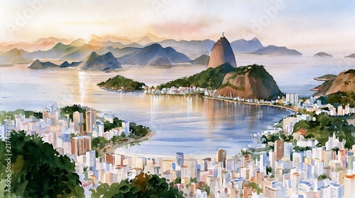 a watercolor painting rio de janeiro, wall art