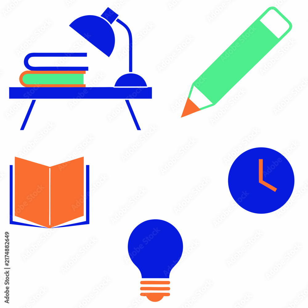 Obraz premium Professional Education Icon Set with School Supplies Learning and Graduation Symbols