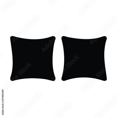 Two square pillow silhouette vector flat illustration design.