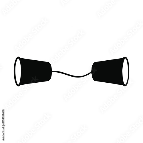 Paper cups phone silhouette vector flat illustration design.
