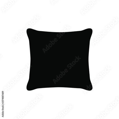 Black square pillow silhouette vector flat illustration design.