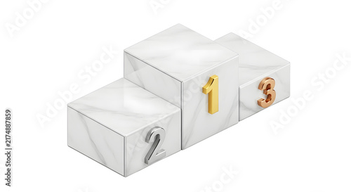 Three Step Podium with Marble Finish and Gold Silver Bronze Numbers