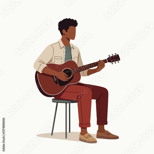 Musician Playing Guitar Minimalist Illustration