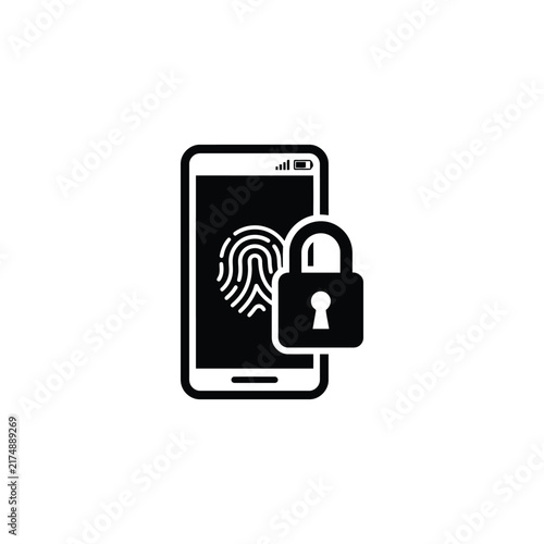 Fingerprint lock icon on smartphone screen