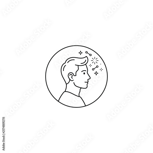 Man profile with creative ideas and lightbulb vector