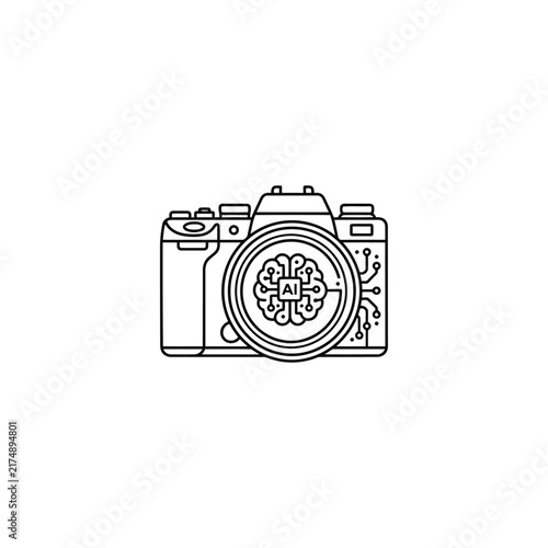 Camera with ai brain chip icon design