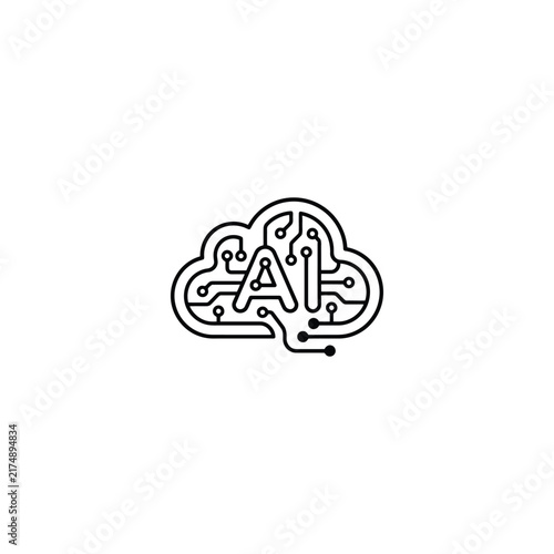 Ai brain circuit board icon vector illustration