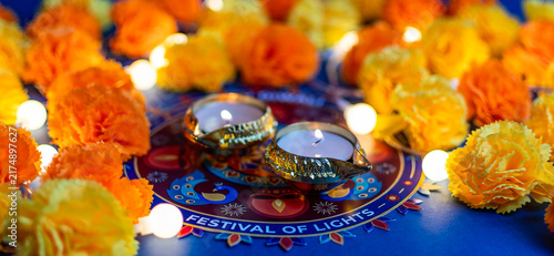 Diwali Festival of Lights with traditional diya lamps