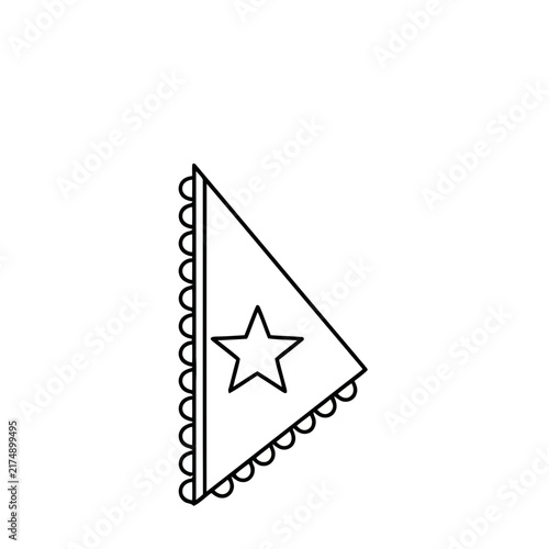 Outline of a triangular pennant with a star