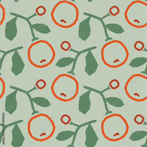 Vector seamless retro pattern of abstract geometric cherry. Retro geometric pattern of berries in vintage style.
