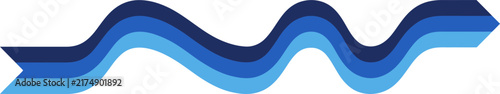 Symmetrical Wavy Ribbon Banner with Outward Arrow Tails in Blue