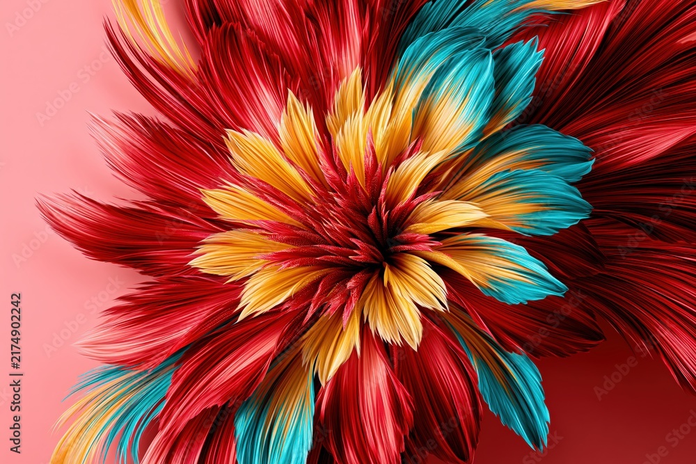 Obraz premium Abstract flower colorful feather petals background bright vibrant modern