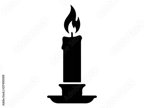 Obraz na płótnie Lit Church Candle Vector, Burning Wax Taper in Holder Graphic