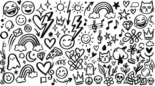 Obraz na płótnie fun doodle illustrations for social media posts and blogs