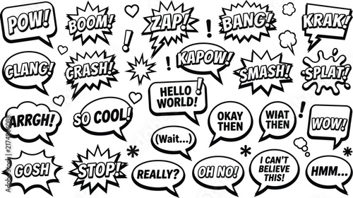 Bild auf Leinwand Comic book onomatopoeia and speech bubbles for dynamic design