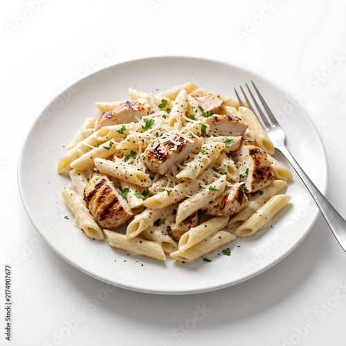 Photorealistic 3D Rendered Pasta Dishes on White Plates Isolated on White Background